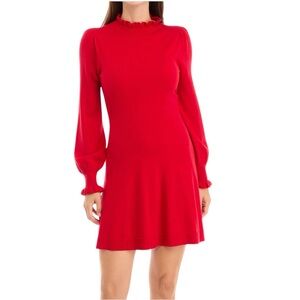 CeCe Vibrant Red Long Sleeve Sweater Dress